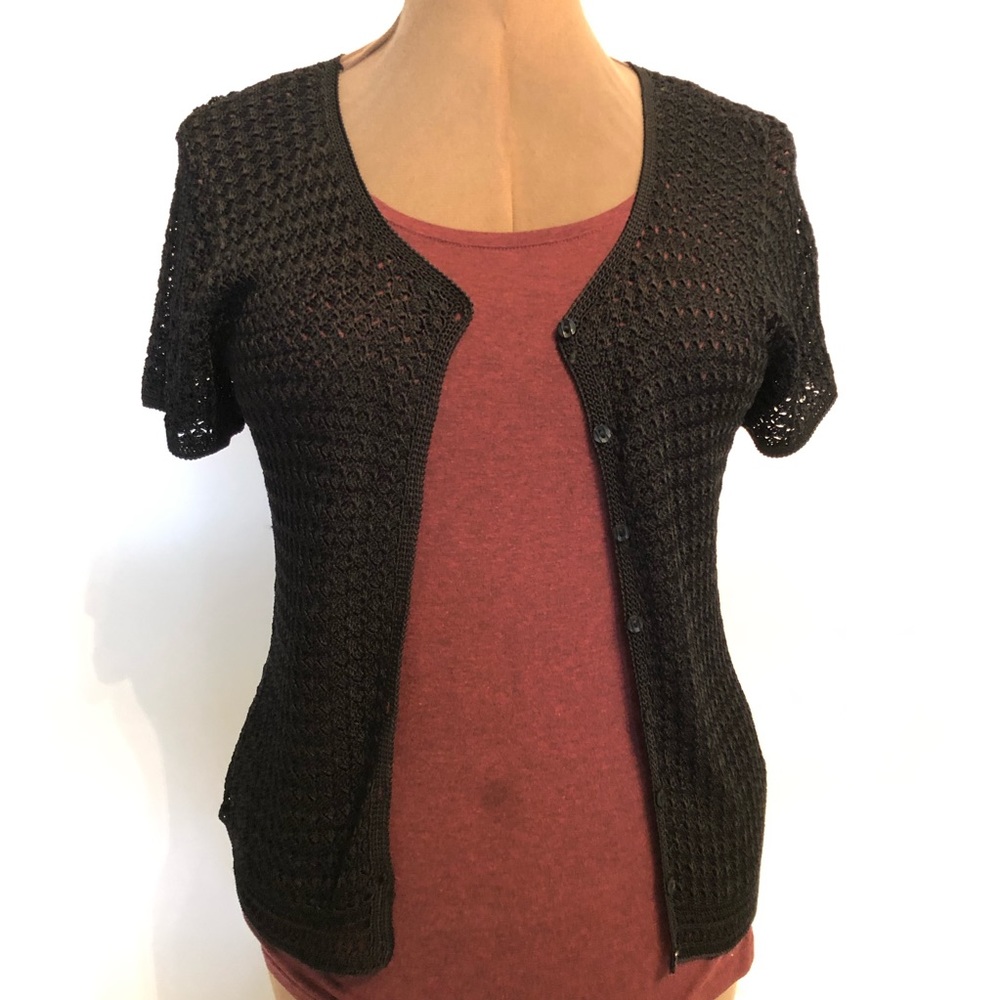Woven shirt sleeve cardigan